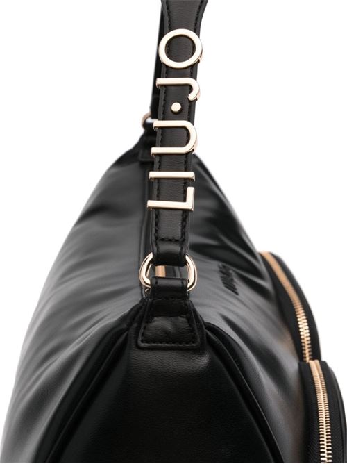 Borsa mini a spalla donna nera in eco pelle con logo dorato in metallo  sulla tracolla LIU JO | AF4107-E003922222